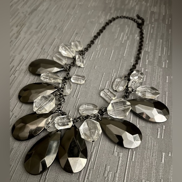 White House Black Market Hematite-Tone Statement Necklace - Picture 1 of 4